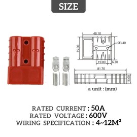 Eagles 50Amp Power Connector Plug,10PCS 7,8,10,12 AWG Battery Quick Connect/Disconnect Wire Harness Plug Connector with Terminal Pins Anderson Adapter for Recovery Winch Trailer,50A/600V (Red)