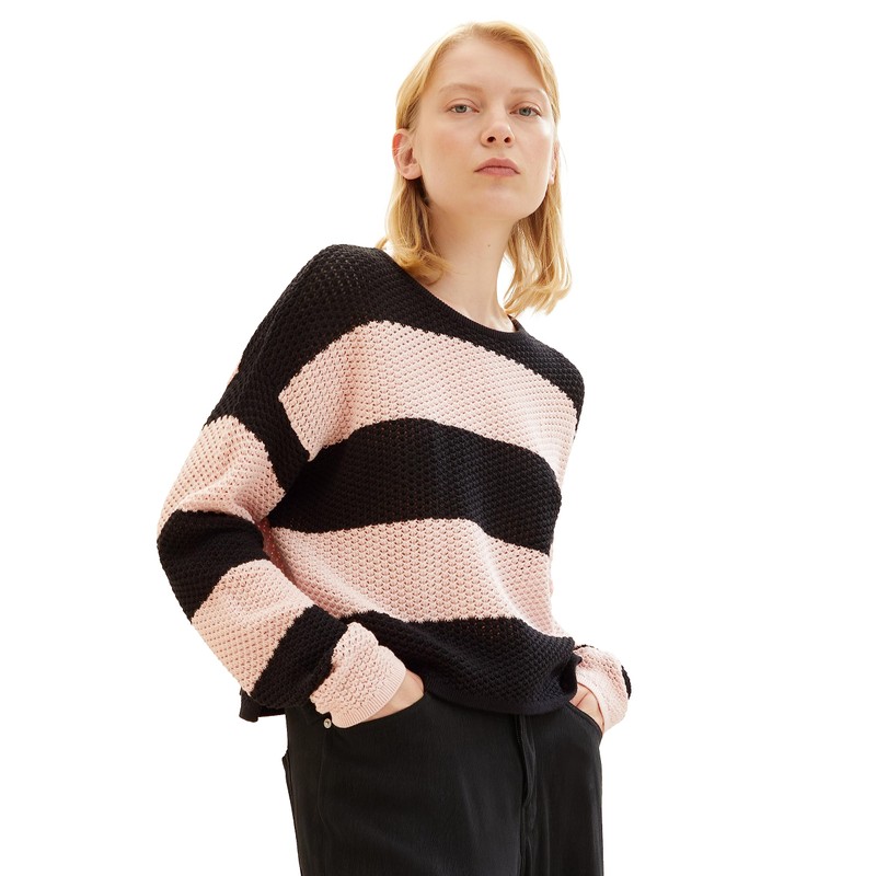 TOM TAILOR Denim Women's Cropped Relaxed Pullover, 32458 - Rose