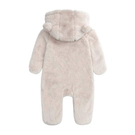 Baby One Piece Hooded Summer Jumpsuit Fleece Lining Long Sleeve Warm Onesies Winter Outwear Outfits Beige for 6-9M Infant