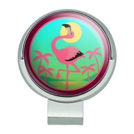 GRAPHICS & MORE Flamingo Palm Trees Tropical Vacation Golf Hat Clip with Magnetic Ball Marker