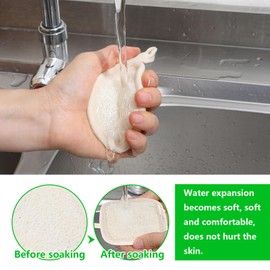 Tyqour 4 Pcs Face Exfoliating Loofah Pads Natural Loofah Sponge Facial Scrub Exfoliating Pads for Face Scrubbers Facial Sponge Loofah Natural for Women Men Bath Shower (Square)