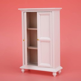 Clothes Wardrobe Miniature White Wooden Wardrobe Dollhouse Furniture for Dollhouse