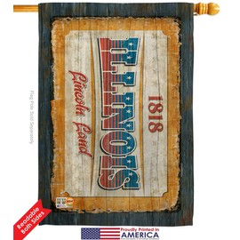 Illinois Vintage House Flags Pack Americana States USA American Territories Republic Country Particular Area Applique Small Decorative Gift Yard Banner Double-Sided Made In 28 X 40
