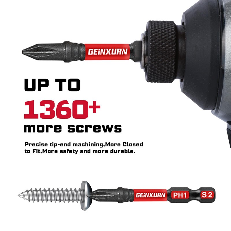 Geinxurn 42pieces Screwdriver Bits Set, Impact Magnetic S2 Steel Multi