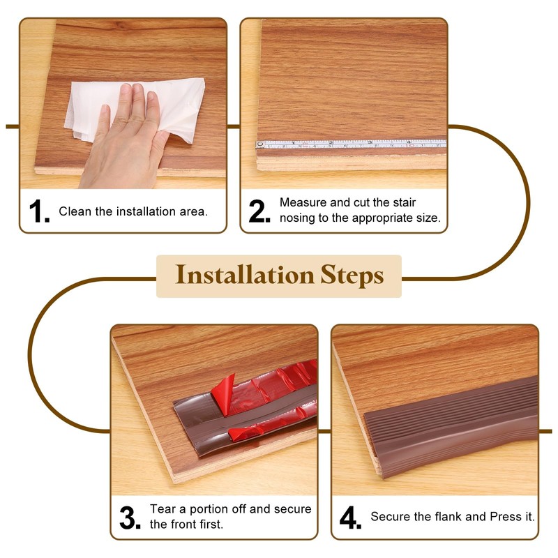 uxcell Stair Nosing, 3.3 ft (3 x 1.4 Inch) Vinyl