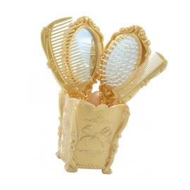 PACKOVE Static Mirror Comb Tools with Scalp Massage Combs for Barber Shop and Home Use Portable Hairstyling Kit with Storage Holder View Vanity Mirror for Makeup and Facial Grooming