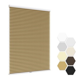 LazBlinds No Tools No Drill Cordless Cellular Shades, Light Filtering Honeycomb Shades Pleated Blinds for Window Size 34" W x 72" H, Brown