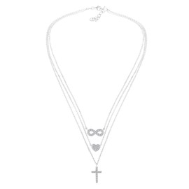 Elli Women's Infinity Cross Heart Pendant Necklace with Crystals 925 Sterling Silver, Facet cut, Crystal