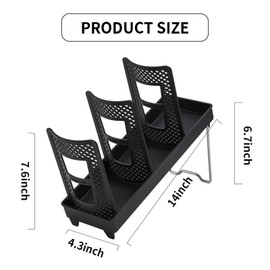 Chris.W Cup and Lid Holder, Detachable Coffee Cup Holder Organizer, 3 Compartment Disposable Coffee Cup Dispenser, Paper Cup and Lid Dispenser for Coffee Bar Countertop Breakroom, Black (Black-1L)