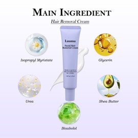 Luuma Facial Hair Removal Cream for Women, Painless & Flawless Face Hair Remover, Long-Lasting Depilatory Cream for All Skin Types (2)