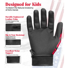 Exxact Sports Youth Batting Gloves with Arm Sleeve for Boys & Girls, Kids Baseball Batting Gloves for Softball, T-Ball (Youth S/M, Red Tattoo)