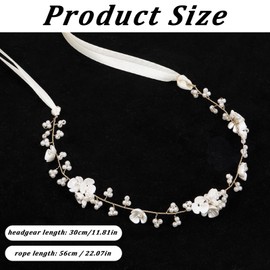 Flower Girl Hair Accessory Bridal Hair Vines Flower Wedding Headband Pearl Headpiece for Girls Women Gold Princess Hair Accessories Pearls Headpiece for Bridesmaid Flower Girls Wedding Birthday Party