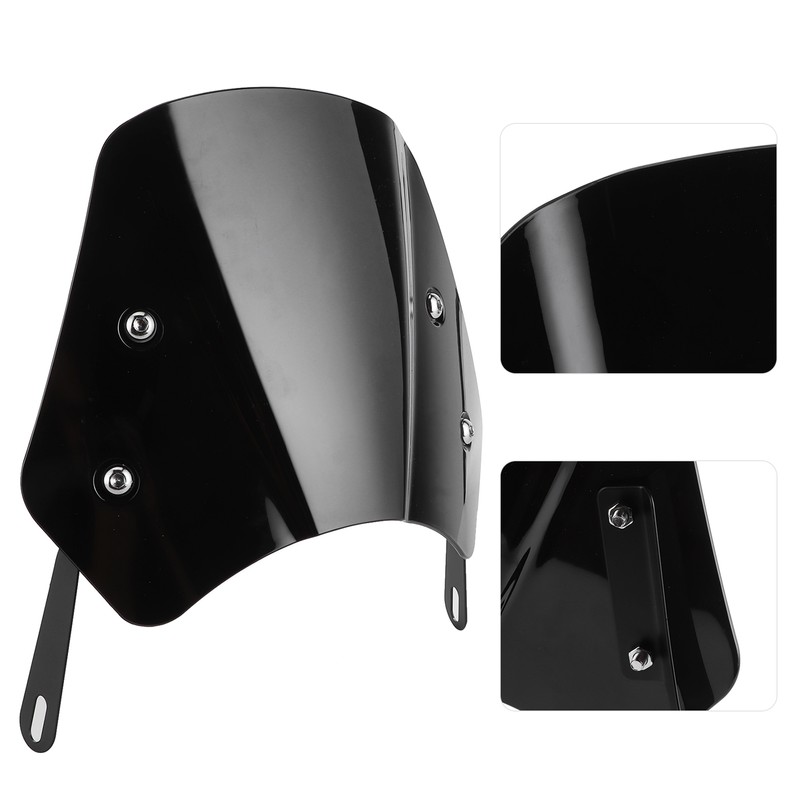 Universal Motorcycle Windshield Wind Deflector Screen W/Mounting Bracket for 5‑7inBlack