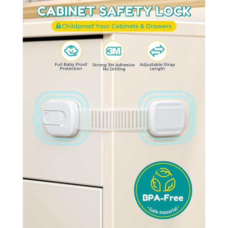 Cabinet Locks Baby Proofing - 14 Pack Child Safety Latches