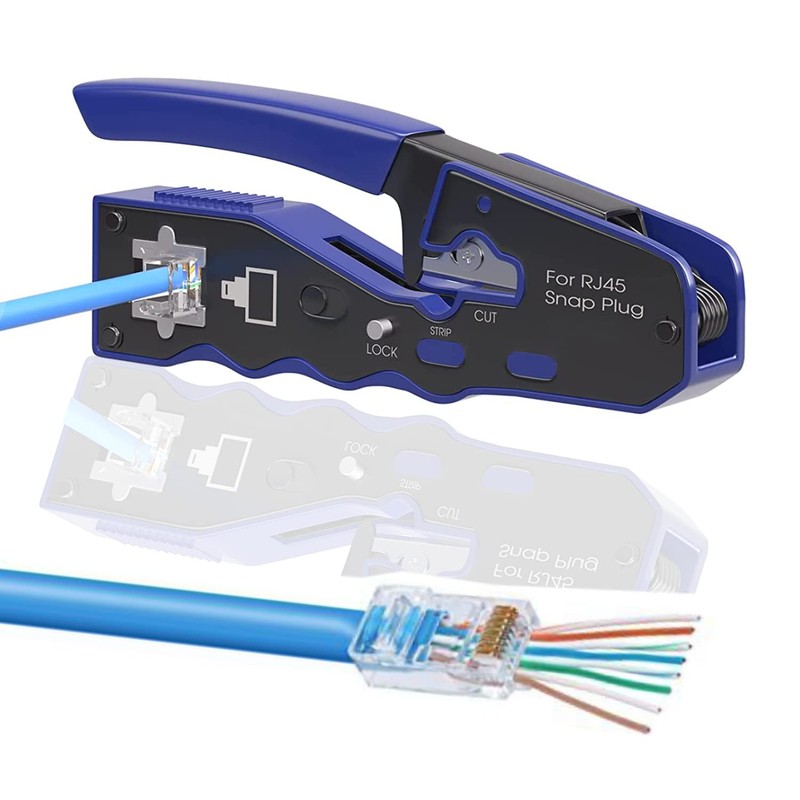 3DBUYER RJ45 50pcs Crimping Tool Kit, All-in-One Tool Cuts, Strips,