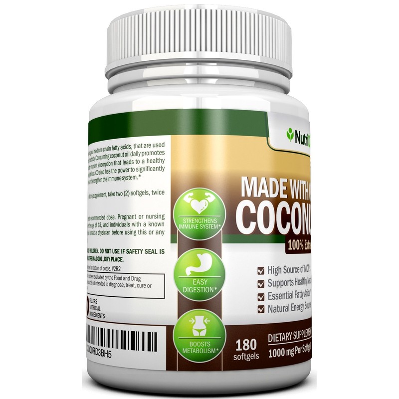 NutriONN Organic Coconut Oil - Immune Health Support - 180