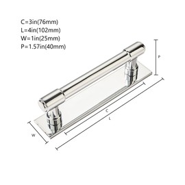 khtumeware 5 Pack 3 Inch(76 mm) Center to Center Polished Nickel Cabinet Pull Backplate with Base Plate Zinc Solid Kitchen Cabinet Handles Drawer Pulls Cabinet Hardware
