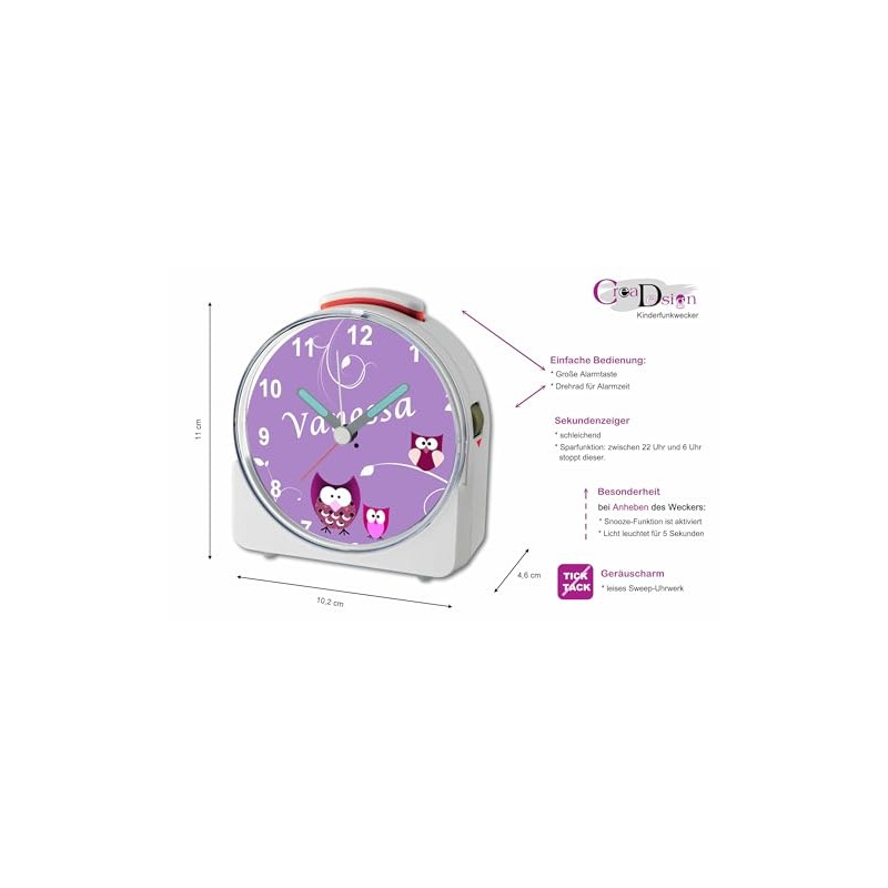 CreaDesign WU-71-1007-05 Children's Analogue Alarm Clock with Sweep Movement and