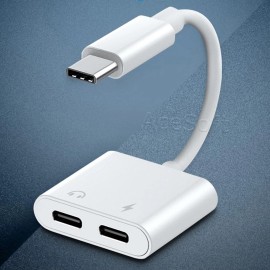 For Xiaomi Dual Type-C USB C to AUX Headphone Jack Cable F Xiaomi Mi MIX 3 AndroidPhone USA