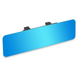 (Newest Version)SkycropHD Frameless Anti Glare Rear View Mirror Interior Panoramic Wide Angle Mirror Eliminate Blind Spots for Car SUV Truck – Flat,11.8in (Blue)