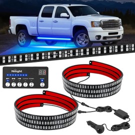 Nilight 2PCS 70 Inch Emergency Strobe Light Strip with Controller 864 LED Blue Running Board Lights Flexible Side Flashing Warning Caution Safety Waterproof for Truck Construction Pickup