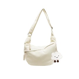 KATIMI Women's Shoulder Bag, Crossbody Bag, Large with Adjustable Shoulder Strap, Stylish Women's Shoulder Bags, Moon Bag, Plain Cord for Work, School, Travel, Shopping, cream-coloured