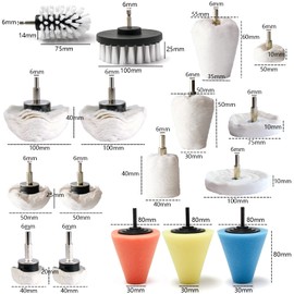 Medoon Polishing Pad Buffing Wheel Kit 17 Pack, for Drill for Metal Aluminum Stainless Steel Chrome Wood Plastic Ceramic Glass Woods Fabric Cotton Machine Jewelry etc