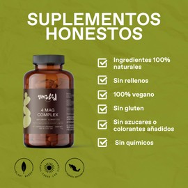 Unruled - 4 Mag Complex | Magnesio Complex con 4 magnesios: Citrato de Magnesio, Glicinato de Magnesio, Treonato de Magnesio, Malato de Magnesio | 1,350mg por Porción | 90 Cápsulas Veganas. 100% natural y sin Rellenos | Suficiente para 1 mes
