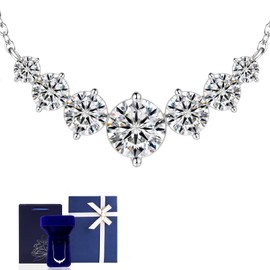 Rusiko 5.0 CT Moissanite Necklace for Women, 5.0 Carat Moissanite Necklace, Birthday Gift for Wife, Anniversary Present for Wife Women, Jewelry Gift for Girlfriend Mom