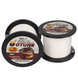 Goture Super Strength Braided Fishing Line - Abrasion Resistant - No Stretch & Low Memory - Thin Diameter - Braided Line, White, 4Strand-547Yds-65LB-0.45mm