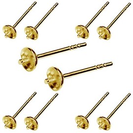 My-Bead 5 Pairs of Stud Earrings Blanks 925 Sterling Silver 24K Gold-Plated with Ear Nuts Jewellery Making Crafts Stones and Beads DIY, Sterling Silver