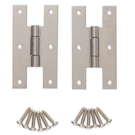 Satin Nickel H Type Cabinet Door Hinges | 3" x 1-5/8" | Pack of 2 | Flush Mount Furniture Hinges | Cabinet, Cupboard Doors Hardware | HG6-SSN (1)