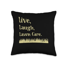 Live Laugh Lawn Care Funny Gardening Lawn Mowing Throw Pillow, 16x16, Multicolor