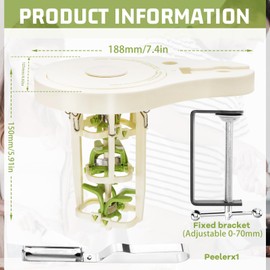 NCTNCX Asparagus Peeler with 6 Precision Blades, Asparagus Peeler with Screw Clamp & Pestle, Manual Powerless Peeler for Asparagus (White)