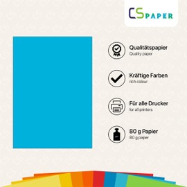 Made in the EU, 50 sheets of coloured paper, A4, 80 g/m², CS paper, printer paper, copy paper, universal paper for printing, crafts and folding in DIN A4 format, paper for home and office supplies