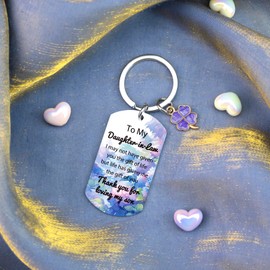 Daughter In Law Valentine's Day Gifts Daughter In Law Keychain Gifts for Daughter In-Law from Mother In Law Engagement Wedding Gifts To My Daughter In Law Birthday Valentine's Day Gift
