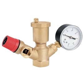 AQUA HEATING Safety Group Hot Water Tank, 1 Inch, 3 Bar with Check Valve, Vent Valve, Pressure Gauge, Central Heating, Underfloor Heating