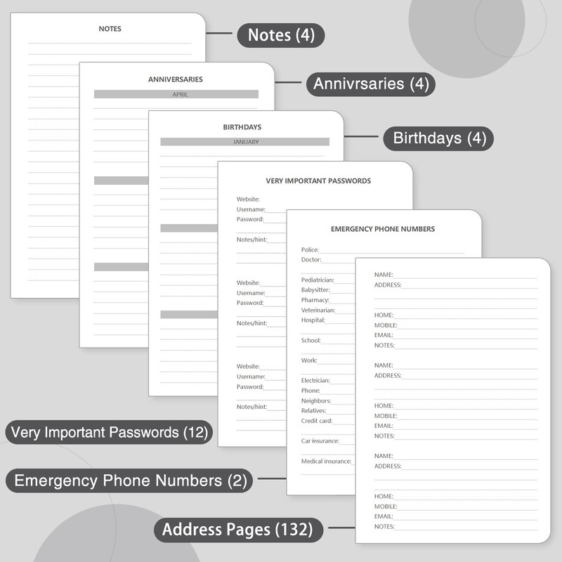 Address Book with Alphabetical Tabs, Hardcover Password Book, Address Organizer
