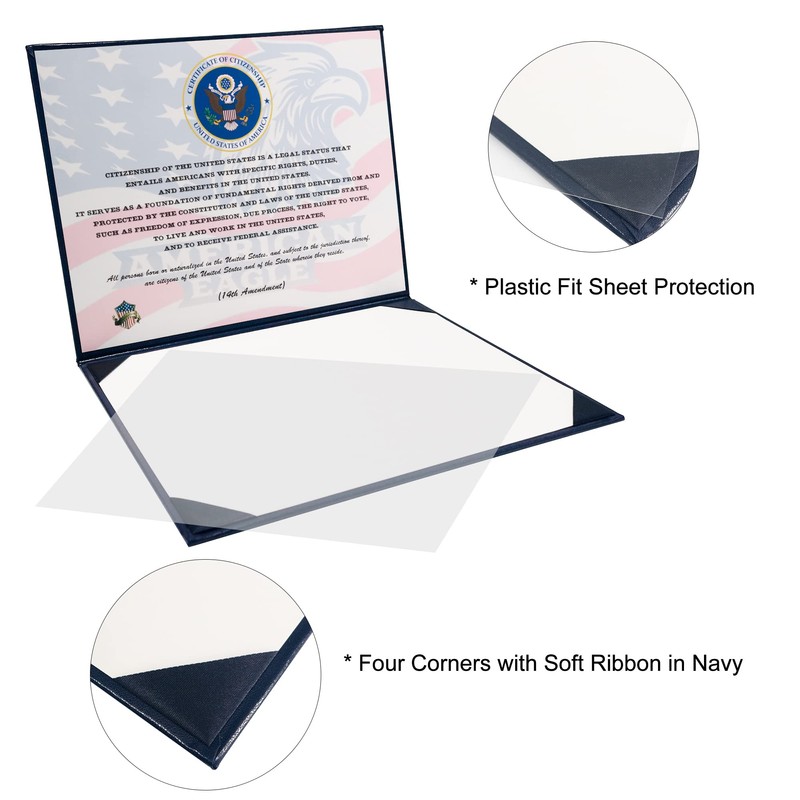 GraduatePro US Citizenship Certificate Holder 2023 Naturalization Padded Leatherette Cover