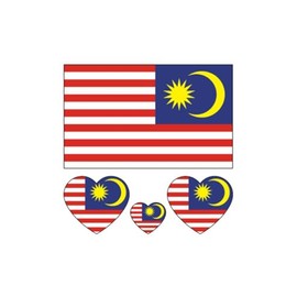 ZPDNURZL 10 Sheets Malaysia Flag Tattoos Stickers 40 Pcs Waterproof Sweat Sports National Flag Removable Fake Tattoos