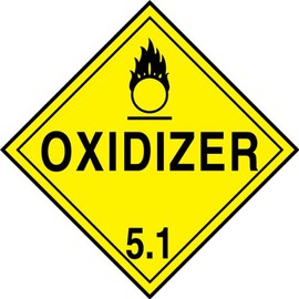 Accuform MPL501CT25 PF-Cardstock Hazard Class 5/Division 1 DOT Placard, Legend "Oxidizer 5.1" with Graphic, 10-3/4" Width x 10-3/4" Length, Black on Yellow (Pack of 25)