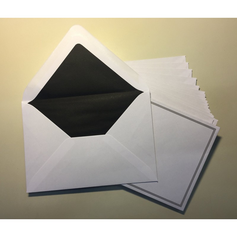 25 Mourning Envelopes, with Slim Black Triple Frame, with Black