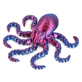ATESSON 3D Printed Octopus,3D Printed Animals,3D Printed Toys Flexible Joints 3D Octopus,Home Office Classroom Decor Executive Desk Fidget Spinner Toys,1 Piece (Blue Purple)