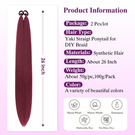 S-noilite AY19 Ombre Braid Ponytail Extension Braid with Hair Scrunchie Hairpiece for Braiding Long Ponytail Synthetic Hair for Women Braided DIY Braiding, 66 cm, 4 Pieces