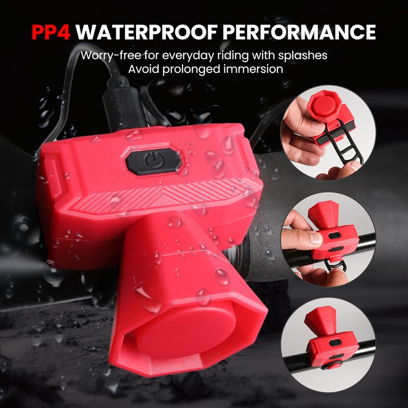 aiGear Bicycle Horn Red with 5 Sound Modes
