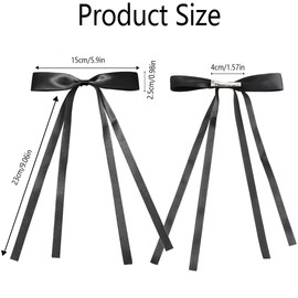 4 Pack Hair Bows for Women, Long Ribbon Hair Bows for Women Girls, French Barrette with Long Silky Satin Hair Ribbons for Women Girls Toddlers Teens Kids School Hair Accessories