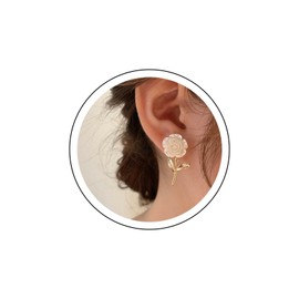 Yienate Crystal Flower Drop Earrings Stud Earrings Unique Asymmetrical Green Gemstone Rose Flower Earrings Statement Rhinestone Flora Wedding Earrings St Patricks Day Earrings Jewellery For Women,