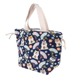 OHPHCALL Creative Japanese Style Lunch Tote Bag Canvas Drawstring Design Practical Bento Lunch Storage Pouch for Work School and Picnics for Food Storage and Meal Prep