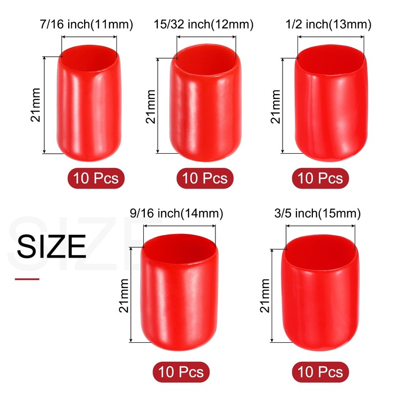 sourcing map 50pcs Round Rubber End Caps Protective Caps 11mm