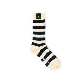 Beams Plus Socks, Ribbed, Border Socks, Men's, white